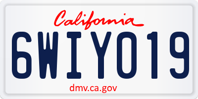 CA license plate 6WIY019