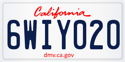 CA license plate 6WIY020
