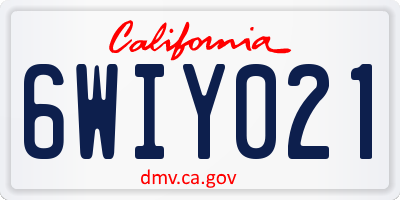 CA license plate 6WIY021