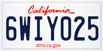 CA license plate 6WIY025