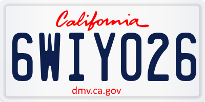 CA license plate 6WIY026