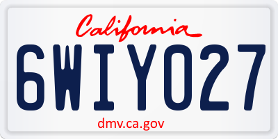 CA license plate 6WIY027