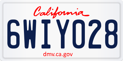 CA license plate 6WIY028