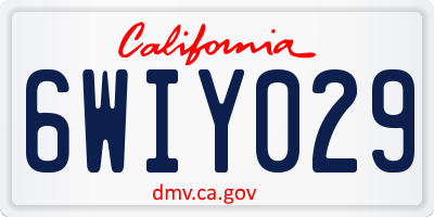 CA license plate 6WIY029