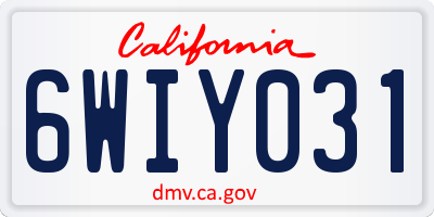 CA license plate 6WIY031