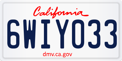 CA license plate 6WIY033