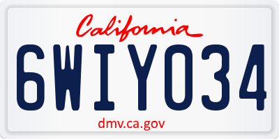 CA license plate 6WIY034