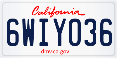 CA license plate 6WIY036