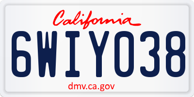 CA license plate 6WIY038