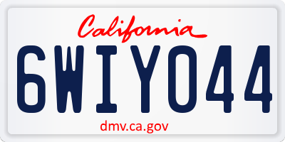 CA license plate 6WIY044