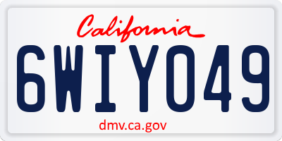 CA license plate 6WIY049