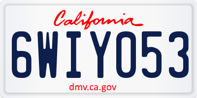 CA license plate 6WIY053