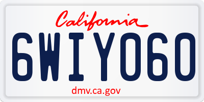 CA license plate 6WIY060