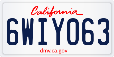 CA license plate 6WIY063