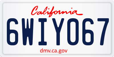 CA license plate 6WIY067