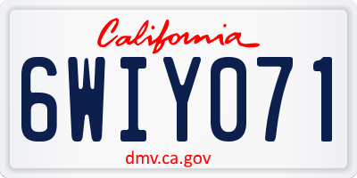 CA license plate 6WIY071