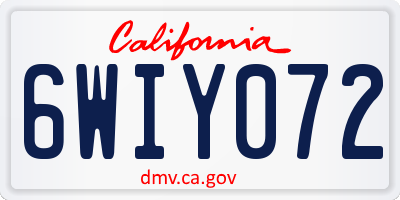 CA license plate 6WIY072