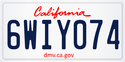 CA license plate 6WIY074