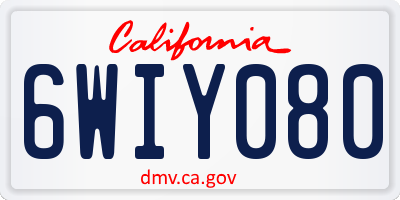 CA license plate 6WIY080