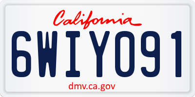 CA license plate 6WIY091