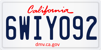 CA license plate 6WIY092