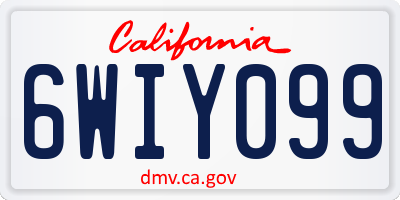 CA license plate 6WIY099
