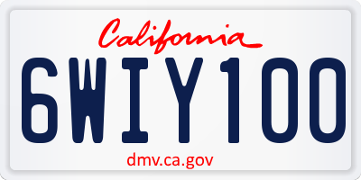 CA license plate 6WIY100