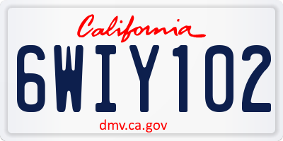 CA license plate 6WIY102