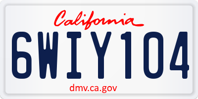 CA license plate 6WIY104