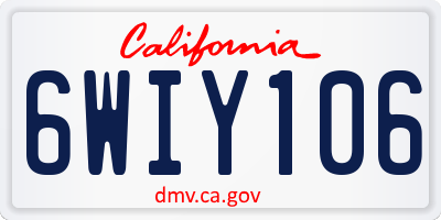 CA license plate 6WIY106
