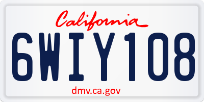 CA license plate 6WIY108