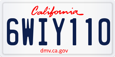 CA license plate 6WIY110