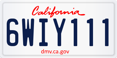 CA license plate 6WIY111