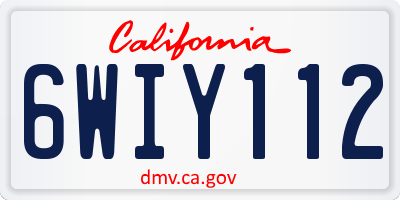 CA license plate 6WIY112