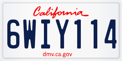 CA license plate 6WIY114