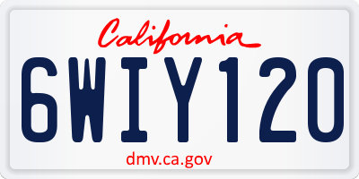 CA license plate 6WIY120