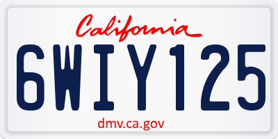 CA license plate 6WIY125