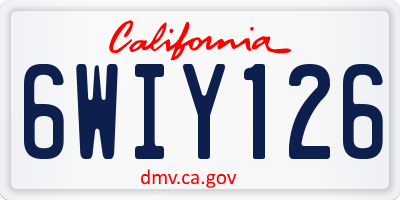 CA license plate 6WIY126