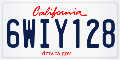 CA license plate 6WIY128