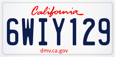 CA license plate 6WIY129