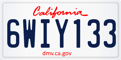 CA license plate 6WIY133