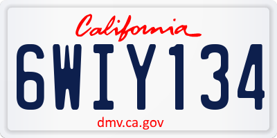 CA license plate 6WIY134