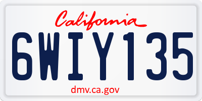 CA license plate 6WIY135