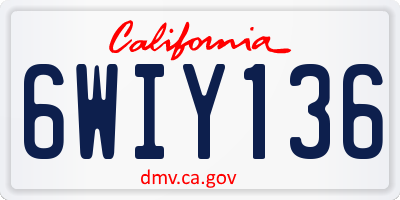 CA license plate 6WIY136