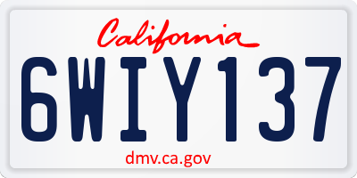 CA license plate 6WIY137