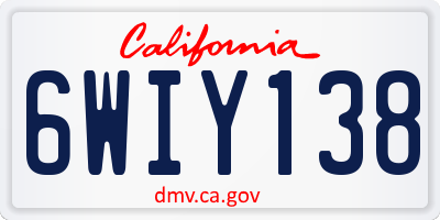 CA license plate 6WIY138