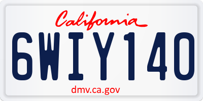 CA license plate 6WIY140