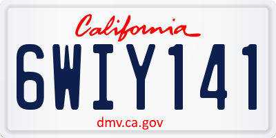 CA license plate 6WIY141
