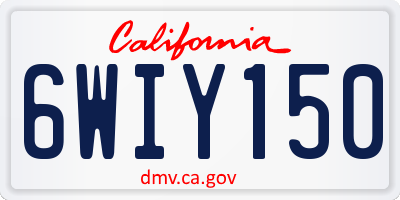 CA license plate 6WIY150