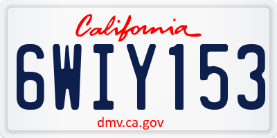 CA license plate 6WIY153